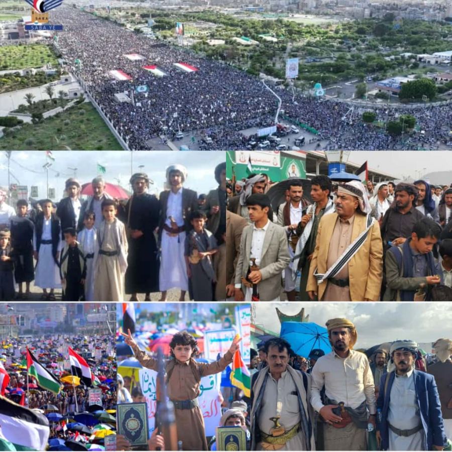 مسيرة كبرى بالعاصمة صنعاء ثباتا مع غزة ورفضا للخذلان مهما كانت جرائم العدو